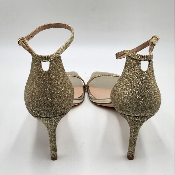 *NWOB Stuart Weitzman Nudistcurve Womens gold glitter ankle strap sandals 9.5M - Picture 7 of 8